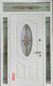 Стальная дверь Дверь с витражом №8 с отделкой МДФ ПВХ